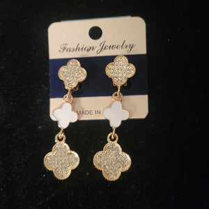 Inspired Van Cleef rhinestone & material earrings (clip on earrings)