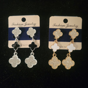 Inspired Van Cleef rhinestone & material earrings (clip on earrings)