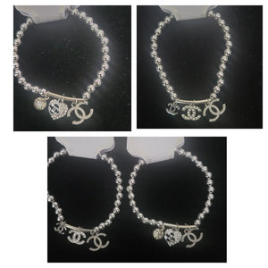 2 styles: Inspired CC beaded & rhinestone charm bracelets (heart shape & clover shape)