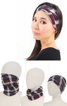 Load image into Gallery viewer, Double navy blue_burgandy layer plaid multi use face scarf
