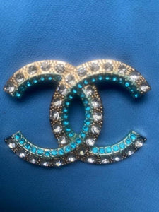 CC logo 2 tone turquoise and white accents inspired pin