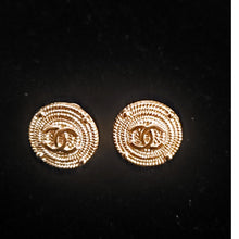 Load image into Gallery viewer, Inspired button CC gold earrings
