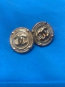 Inspired button CC gold earrings