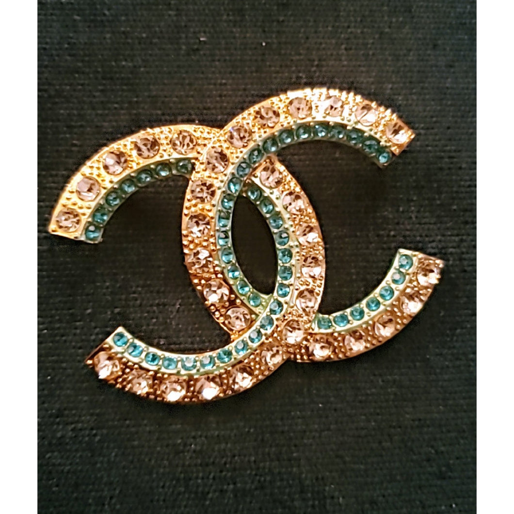 CC logo 2 tone turquoise and white accents inspired pin