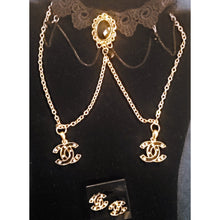 Load image into Gallery viewer, CHANEL lace and accent chain double CC cascade
