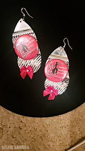 Custom made double stack earrings (the Delta novelty buttons are publicly purchased from a license greek-establishment)