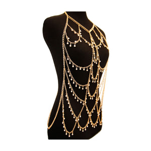 Dripping pearl body chain