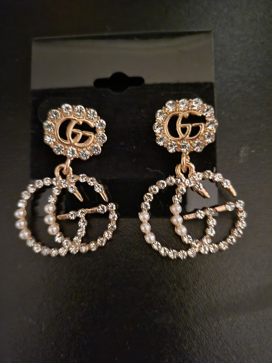 GG inspired pearl/rhinestone earrings