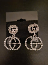 Load image into Gallery viewer, GG inspired pearl/rhinestone earrings
