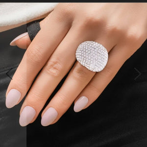 Pave Rhinestone Dome Cocktail Ring