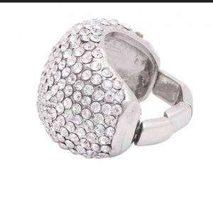 Pave Rhinestone Dome Cocktail Ring