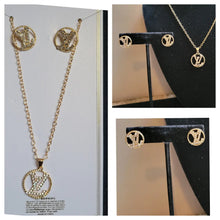 Load image into Gallery viewer, Inspired Rhinestone LV necklace 2 pc set
