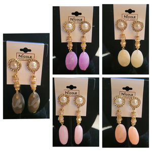 Stone w/bead & accents earrings