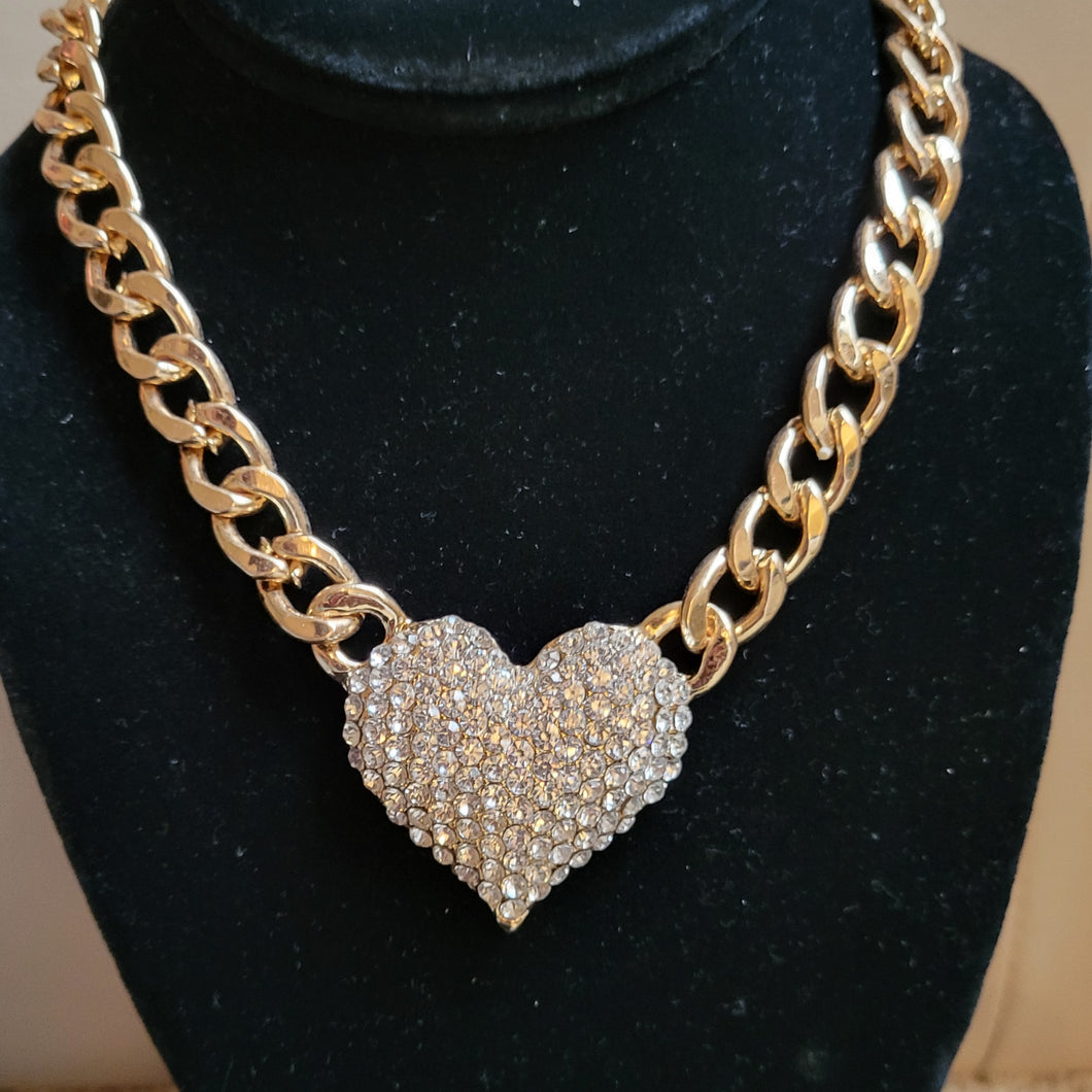 Puff Heart necklace (rhinestone)