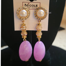 Load image into Gallery viewer, Stone w/bead &amp; accents earrings
