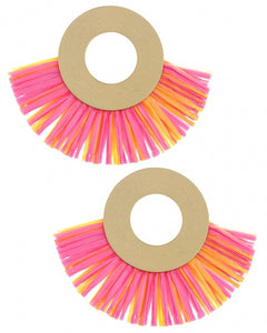 Pink sickle circle earrings