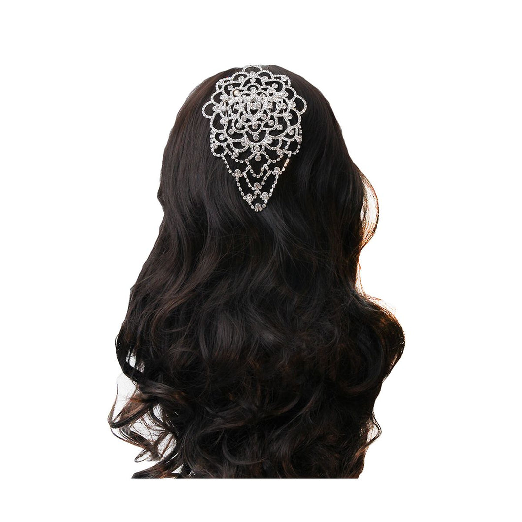 Silver and Rhinestone Large Hair Comb