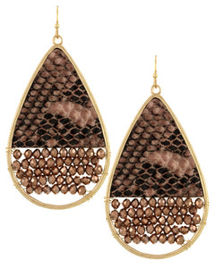 Skin beaded leatherette earrings (7 color options)