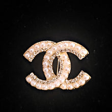 Load image into Gallery viewer, Inspired CC logo pearl &amp; rhinestone pin

